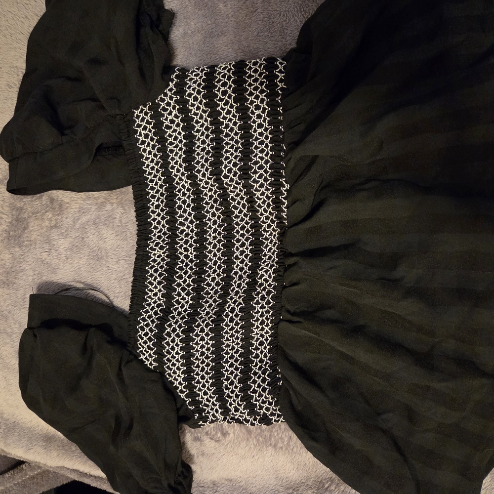 Black and White Smocked Crop Top
